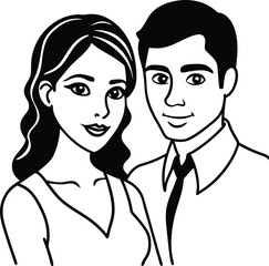 romantic couple silhouette vector style