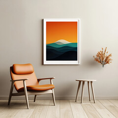 Contemporary art display modern living room digital artwork minimalist environment front view aesthetic appeal for home decor inspiration