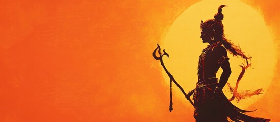 Lord Shiva Silhouette at Sunset: Divine Majesty in Orange Hues