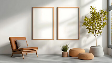 Stylish home interior design modern living room wall art display minimalist environment bright natural light contemporary concept for enhanced aesthetics