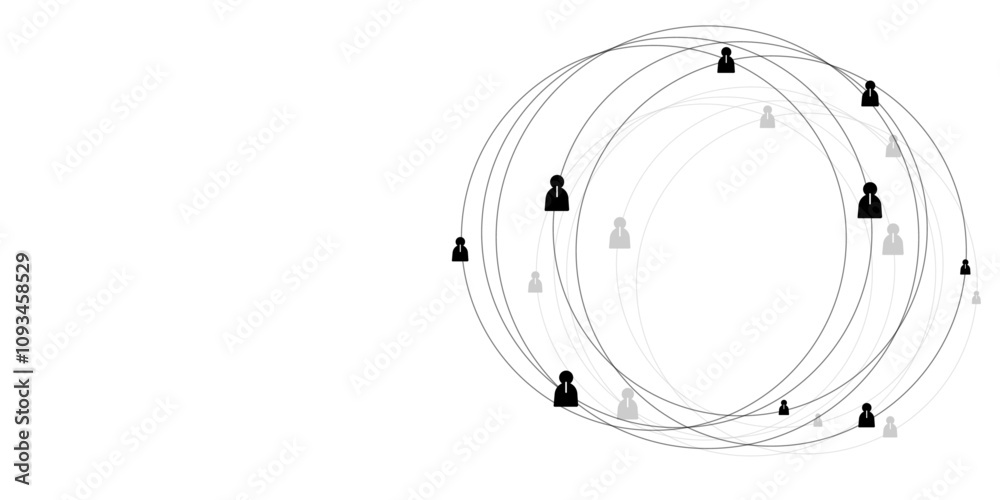 Poster Abstract line circle with points background. Global network connection or communication and social network concept background.