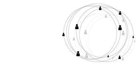 Abstract line circle with points background. Global network connection or communication and social network concept background.