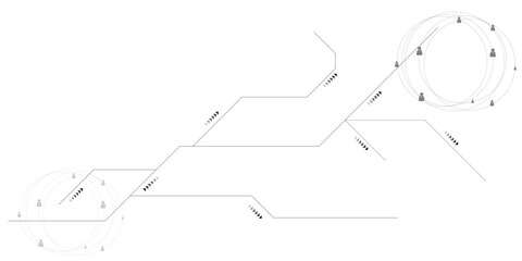 Global communication technology background design, White Abstract geometric dots and lines connection circuit concept.