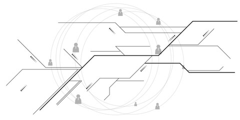Abstract line circle with points background. Global network connection or communication and social network concept background.