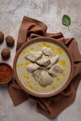 Satsivi, chicken in walnut sauce Baghe , cold dish, Georgian cuisine, homemade, no people,
