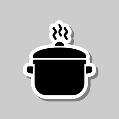 Pot simple icon vector. Flat design. Sticker with shadow on gray background