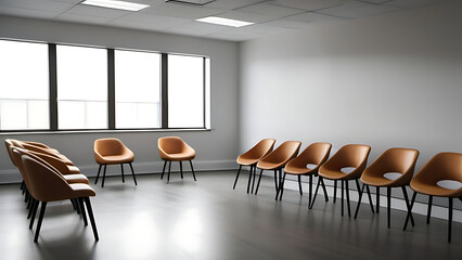 room with chairs set up for therapy