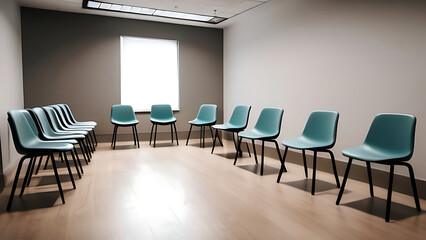 room with chairs set up for therapy