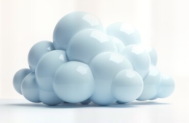 Abstract light blue cloud shape made of many rounded elements. Smooth design. Modern artistic illustration of cloud. Light, airy form. Cloud in 3D style. Abstract artistic cloud. Nice design element