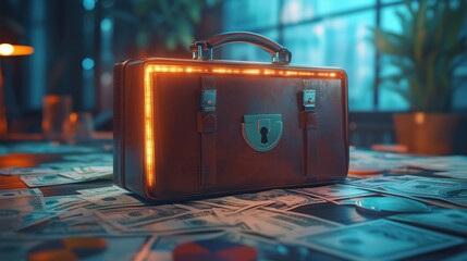 Business and Finance: A bar chart rising upward with vibrant gradient bars and coins scattered in the foreground, symbolizing growth and success in a dynamic pastel