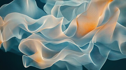 Obraz premium Smooth blue and orange fabric waves, digital art