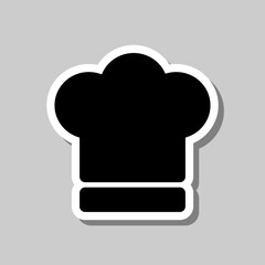 Chef hat, kitchen simple icon. Flat design. Sticker with shadow on gray background