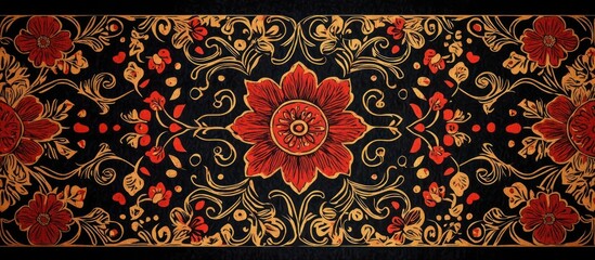 Ornate Floral Pattern: Red and Gold Design