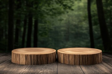 Fototapeta premium Wooden platforms forest setting photography natural environment close-up rustic charm