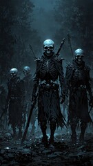 Fototapeta premium Skeleton warriors in anime style