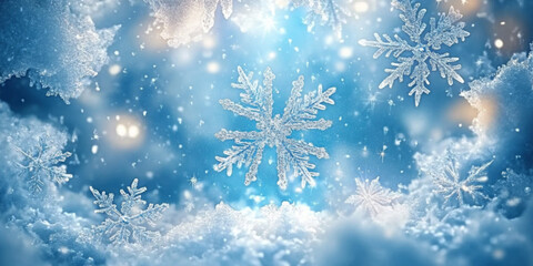 Medium shot of sparkling snowflakes in a winter wonderland 
