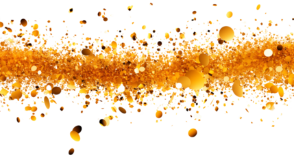 Glittering yellow confetti dances in the air, adding an elegant sparkle to any festive occasion, isolated on transparent background.