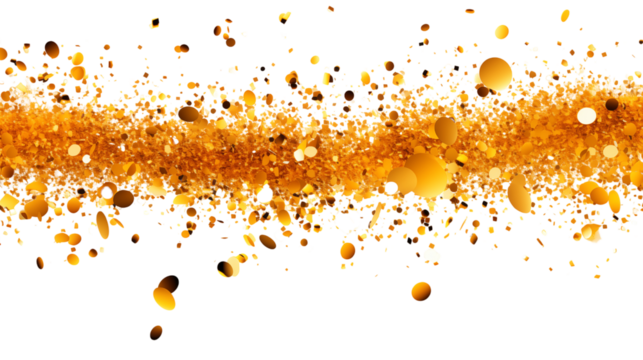 Glittering yellow confetti dances in the air, adding an elegant sparkle to any festive occasion, isolated on transparent background.