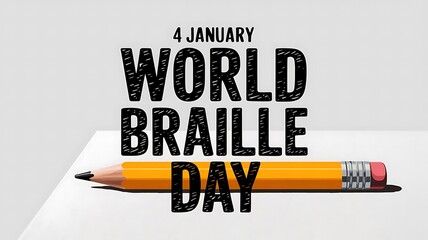 Minimalist and Modern Design for World Braille Day with Textured Hand-Drawn Typography