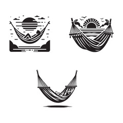 Hammock Silhouette Vector Set - Relaxation, Camping, and Outdoor Leisure Designs