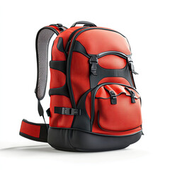 Fototapeta premium Stylish colorful sports backpack close-up, isolated, on a white background. Illustration for advertising fashionable, comfortable accessories.