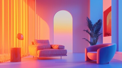 Smooth gradient from cool blues to vivid oranges and pinks.