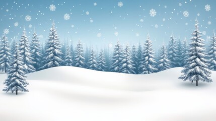 Obraz premium Winter Wonderland With Snow-Covered Trees and Falling Snowflakes