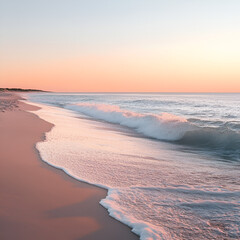 Obraz premium Peaceful sunset beach waves.