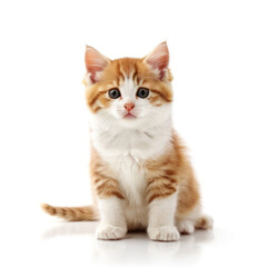 Obraz premium Cute Adorable Orange and White Kitten Cat with Transparent White Background