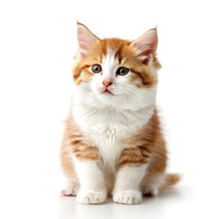 Obraz premium Cute Adorable Orange and White Kitten Cat with Transparent White Background