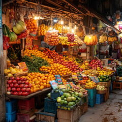 Fototapeta premium Colorful Fruit Market Stall