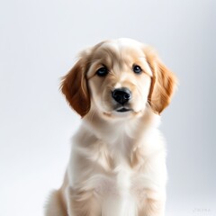Cute Adorable Orange and White Dog Close-up Photography with White Background