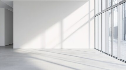 Obraz premium Bright interior space with shadows and large windows