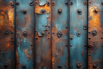 Rusted Metal Panels With Bolts Showing Aged Texture