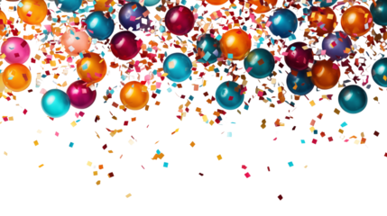 A party popper releasing colorful confetti, ideal for any festive event, isolated on transparent background.