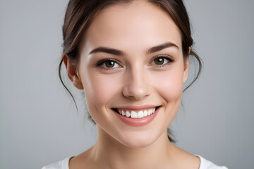 Beautiful woman smiling showing her perfect white teeth