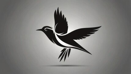 Fototapeta premium Stylized black bird in flight, vector illustration.