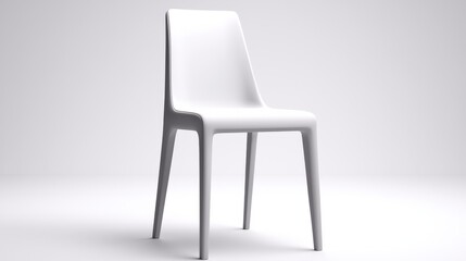 3D Render of Modern Minimalist White Plastic Dining Chair
