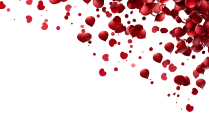 Red confetti bursts from the corner, perfect for adding bold colors to any event, isolated on transparent background.
