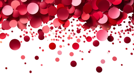 Dynamic red confetti pieces flying in the air, symbolizing joy, excitement, and the perfect festive mood for any occasion, isolated on transparent background.