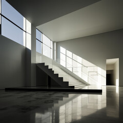 Fototapeta premium high contrast shadows in modern clean architectural space