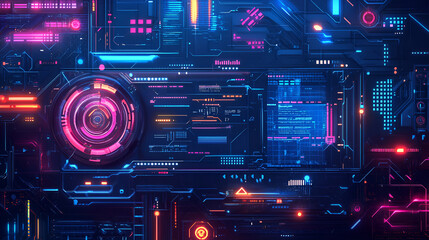 Obraz premium Neon Dreams: Digital Frontier