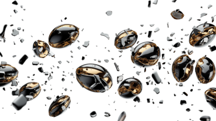 Shimmering confetti cascades during a Super Bowl celebration, embodying joy and triumph in a festive, lively setting, isolated on transparent background.