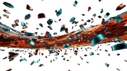 Sparkling confetti drifting down at a sports celebration, capturing the energy and excitement of victory and camaraderie, isolated on transparent background.