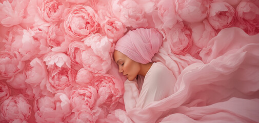 Fotografía de una mujer representando la lucha contra el cáncer