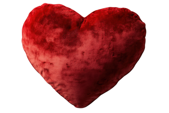 Red heart shaped pillow isolated on transparent background - Powered by Adobe