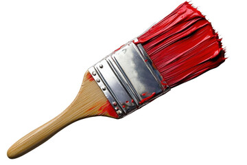 Red paint brush isolated on transparent background