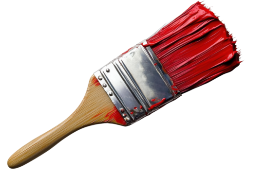Red paint brush isolated on transparent background - Powered by Adobe