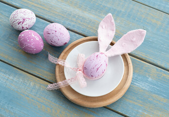 Easter background. Colorful spring tulips with butterflies