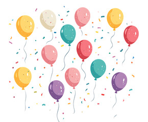 Colorful balloons and confetti celebration